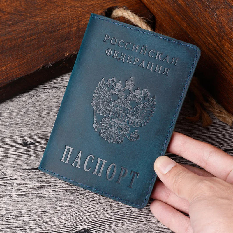 Russian Passport Cover Black for men Case Passport Travel Vintage Passport Holder Luxury Handmade Covers for Passports