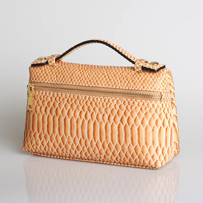 TOPHIIGH Newly Handbag Fashion Portable Make Up Bag For Women Clutch Snake Red Coffee Ladies Hand Bag Purse Ins Hot Selling
