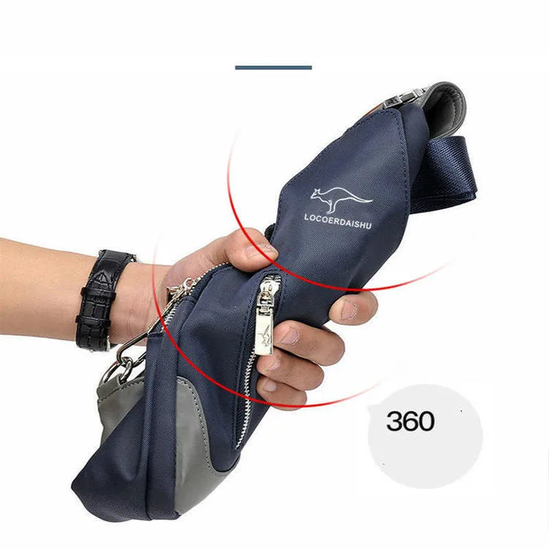 Men's Messenger Bag Shoulder Oxford Cloth Chest Bags Crossbody Casual Messenger Bags Man USB Charging Multifunction Handbag