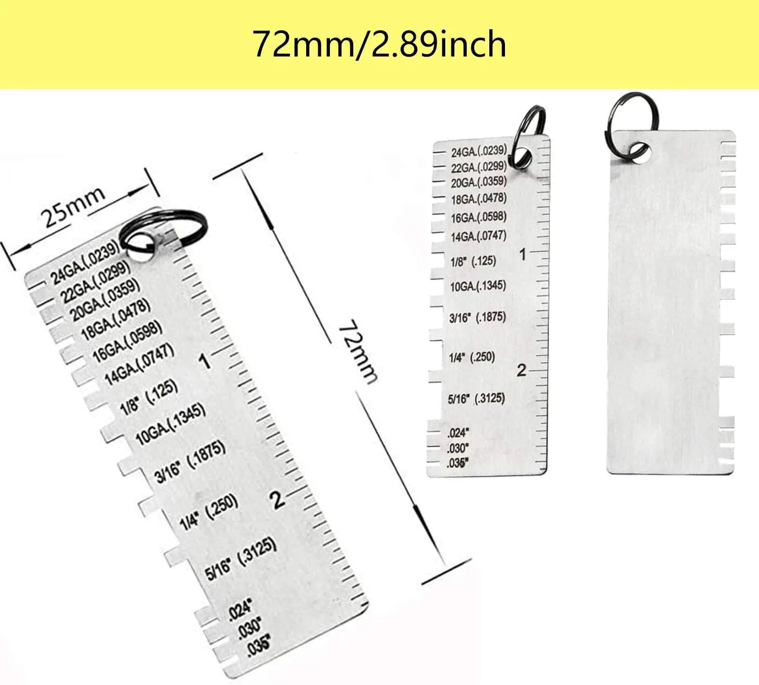 3 Model Metal Welding Gauge Wire Thickness Gauge & Round Dual-Sided Metal Sheet Gauge & 25-3000um Wet Film Comb America Standard