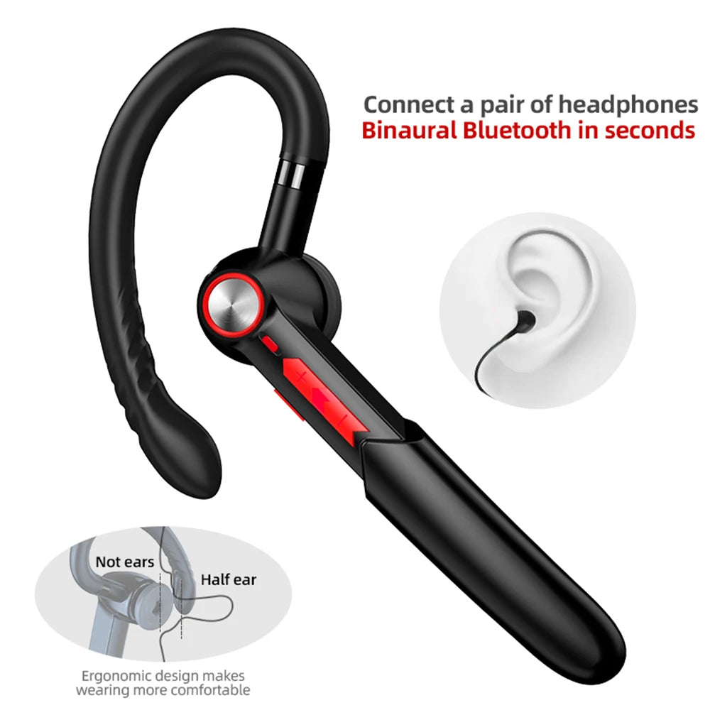 Wireless Headset Business Earphone Handsfree Bluetooth-Compatible 5.0 Headset Fingerprint Touch HIFI Earpiece With Mic HD Call