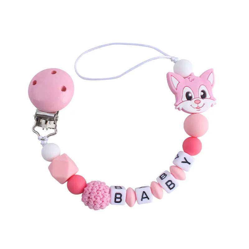 Baby Pacifier Clip Holder Free personalized name Food Silicone Teething With Newborn Gift Anti-drop Chain