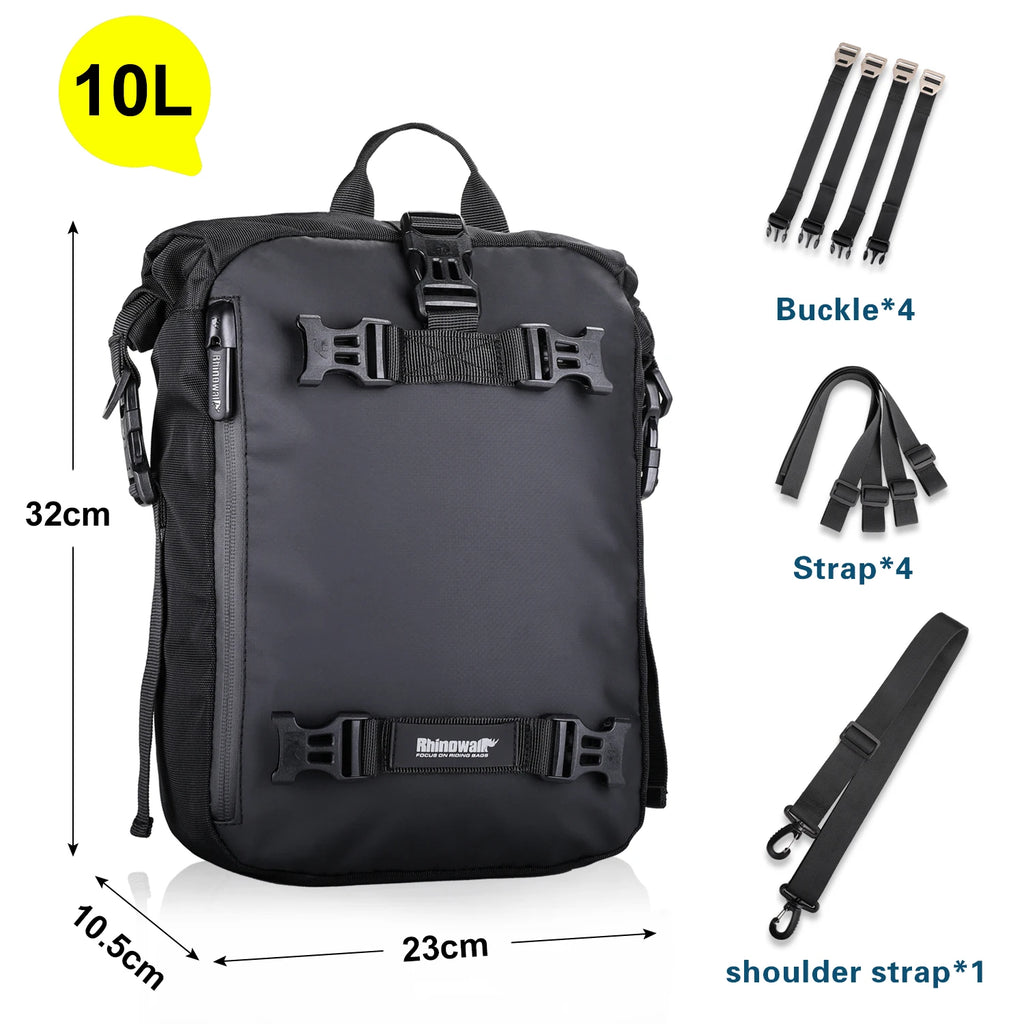 Rhinowalk Motorcycle Rear Seat Bag 10L/20L/30L Waterproof Motocross Luggage Pack Multi-Function Tail Bag with Raincover