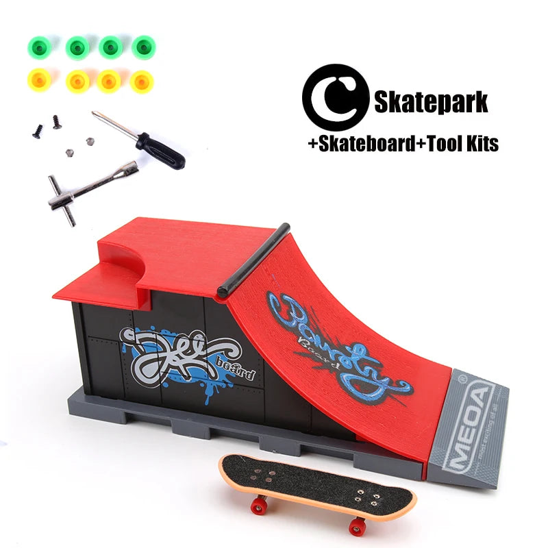 10 In 1 Finger Skateboards DIY Skate Park Ramp Parts Tech Deck Scene Venue Combination Set For Children Indoor Home Toys