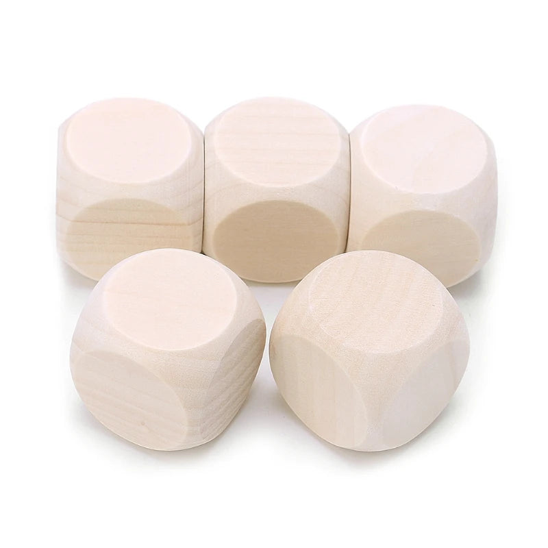 5Pcs Sided Blank Wood Dice Party Family DIY Games Printing Engraving Kid Toys