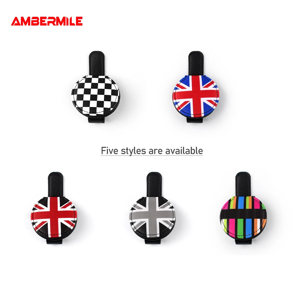 AMBERMILE for Mini Cooper F54 F55 F56 F60 R55 R53 R56 R60 R59 Universal Car Glasses Case Sunglasses Holder Storage Portable Clip