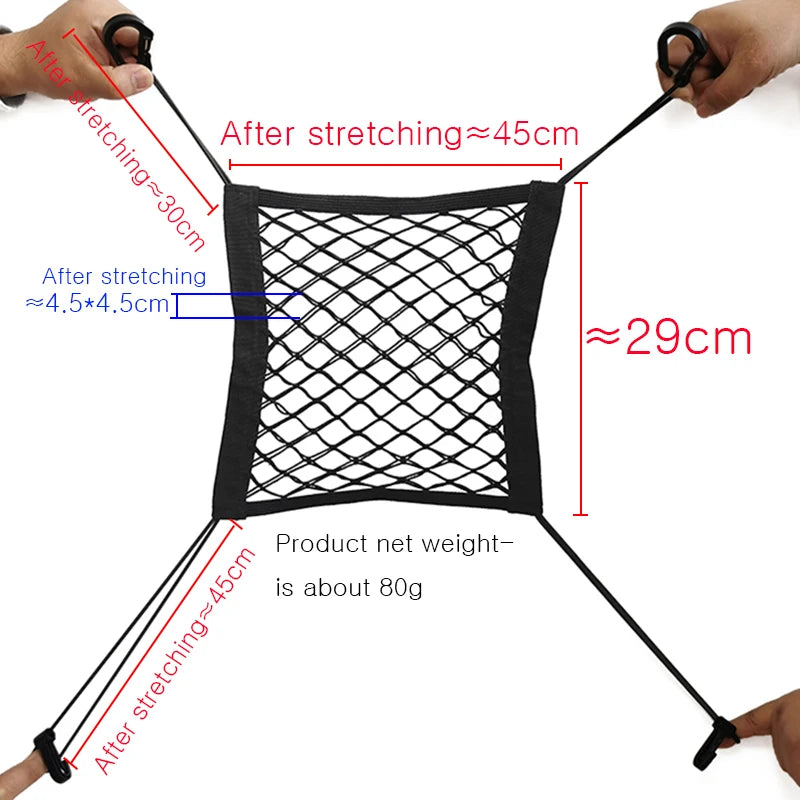 Car Interior Trunk Seat Back Elastic Mesh Net Car Styling Storage Bag Pocket Cage  Grid Pocket Holder Car Accessories Trun