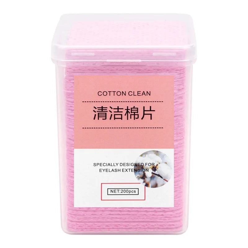 200pcs Wipes Paper Cotton Eyelash Glue Remover Nail Wipes Glue Bottle Prevent Clogging Glue Cleaner Pads Lash Extension Removal