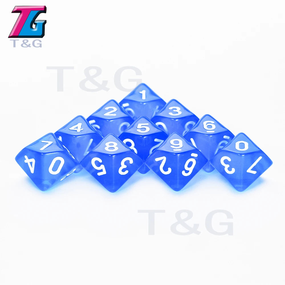 D10 Polyhedral Side Dice DND Games for Marble Transparent 10Pcs/Set for Funny Party Board Game