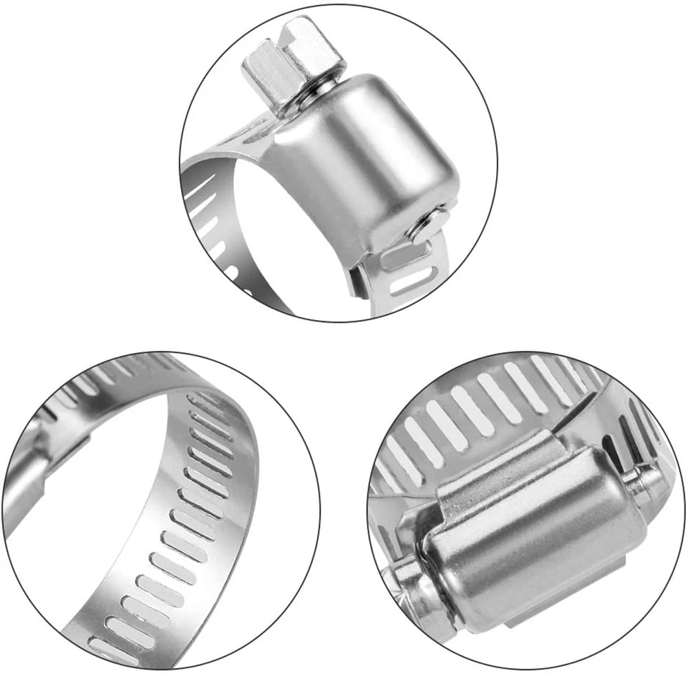10pcs Stainless Steel Adjustable Drive Hose Clamp Fuel Line Worm Size Clip Hoop Hose Clamp Hot Sale