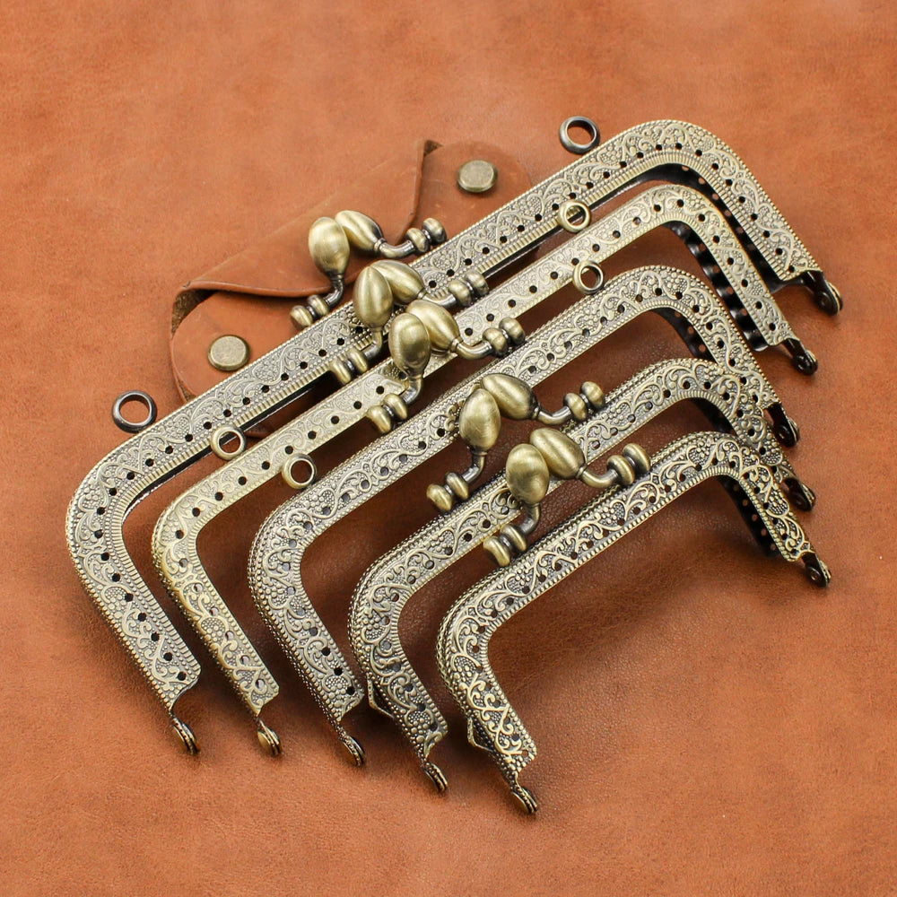 5Pcs 8.5/10.5/12.5/15/18CM Rectangle Metal Flower Buds Kiss Clasp Lock For Purse Replacement Clutch Bag DIY Accessories