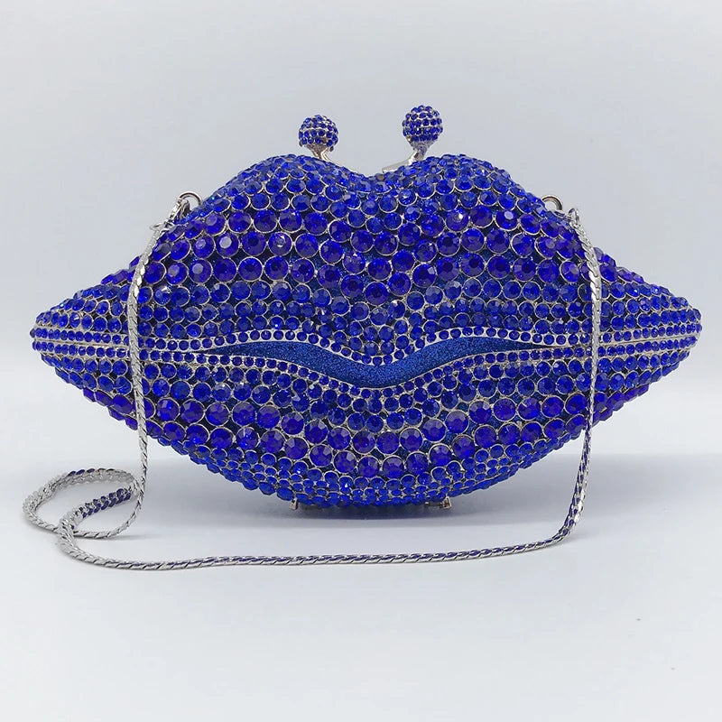 New Arrival Mouth Crystal Evening Bag Yellow/AB Diamond Wedding Bridal Clutches Purses Women’s Rhinestone Mini Minaudier Handbag