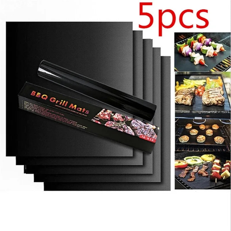 1/5/10pcs BBQ Grill Mat Barbecue Baking Non-stick Pad Reusable Cooking Plate PTFE Outdoor Picnic Party Grilling Mat Tool 40*33cm