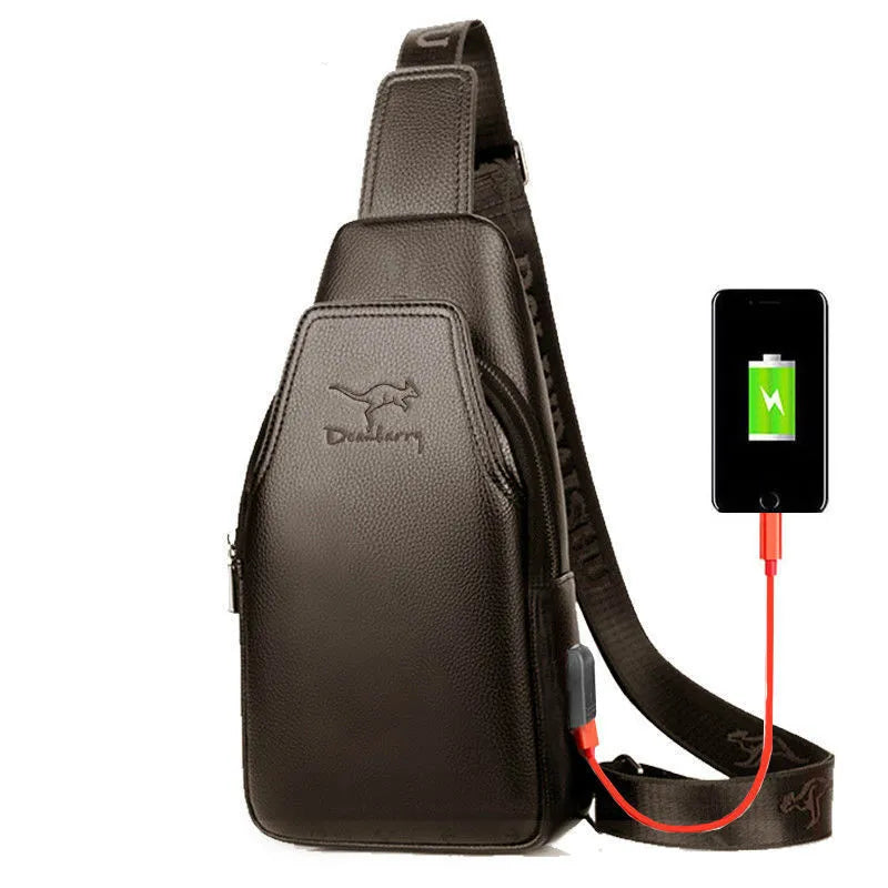 Design UBS Soft Leather Men Chest Bag Anti Theft Mens Shoulder Bags Casual Sports Travel Messenger Bags Man Business Bag Purses