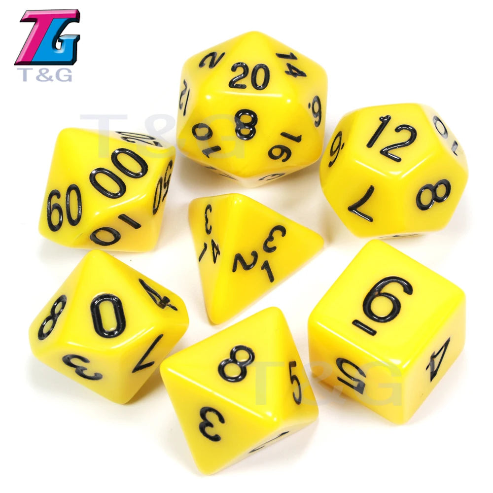 Wholesales 7pc/lot Dice Set Polyhedral D4,D6,D8,D10,D10%,D12,D20 Colorful Accessories for Board Game,DNDGame, RPG 25 Colors