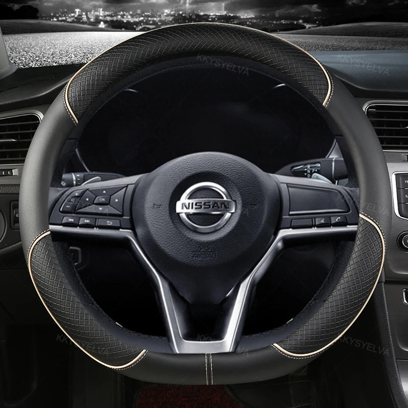 Car Steering Wheel Cover D Type PU Leather For Nissan X-trail Qashqai Rogue Sport Rogue 2017 2018 2019 2020 2021 Altima Versa
