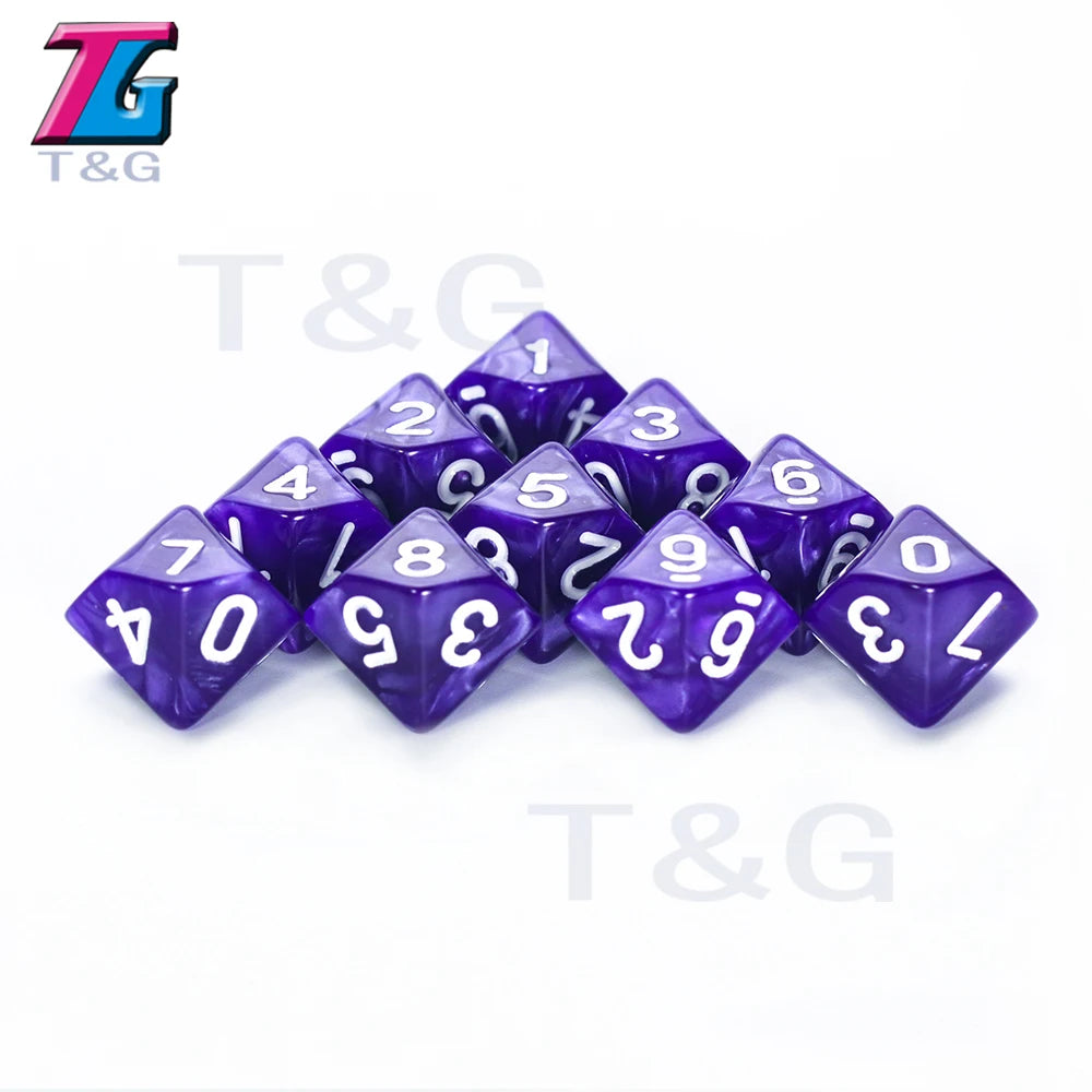 D10 Polyhedral Side Dice DND Games for Marble Transparent 10Pcs/Set for Funny Party Board Game
