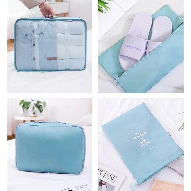 6/8/9pcs/Set Travel Organizer Storage Bags Suitcase Packing Set Storage Cases Luggage Organizer Clothes Bra Shoe Tidy Pouch Bag