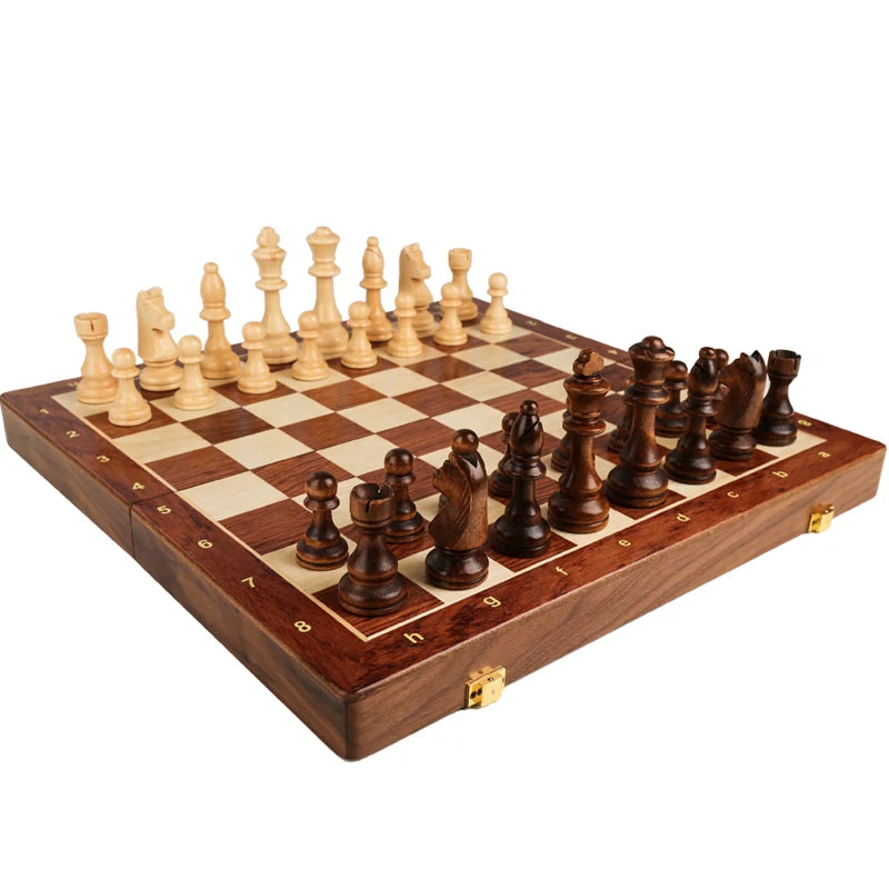 Chess Set Grade Wooden Folding Big 39*39cm Traditional Classic Handwork Solid Wood Pieces Chessboard Gift Board Game