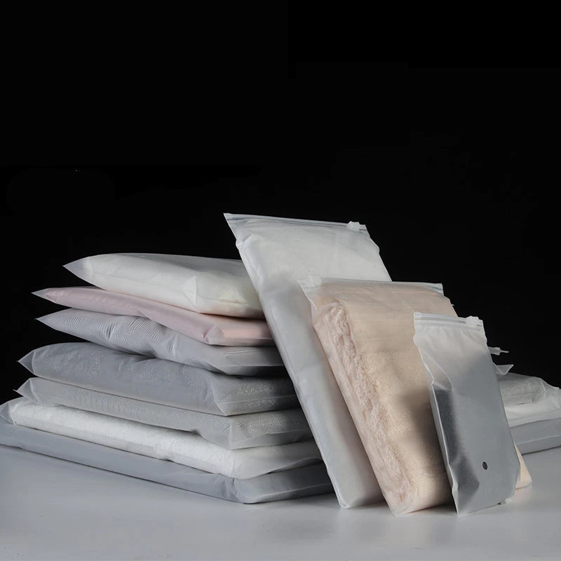 TETP 10pcs 14wire/18wires Frosted Matte Zipper Bag Home Travel Storage Clothing Underwear Packaging With Air Hole Organizer