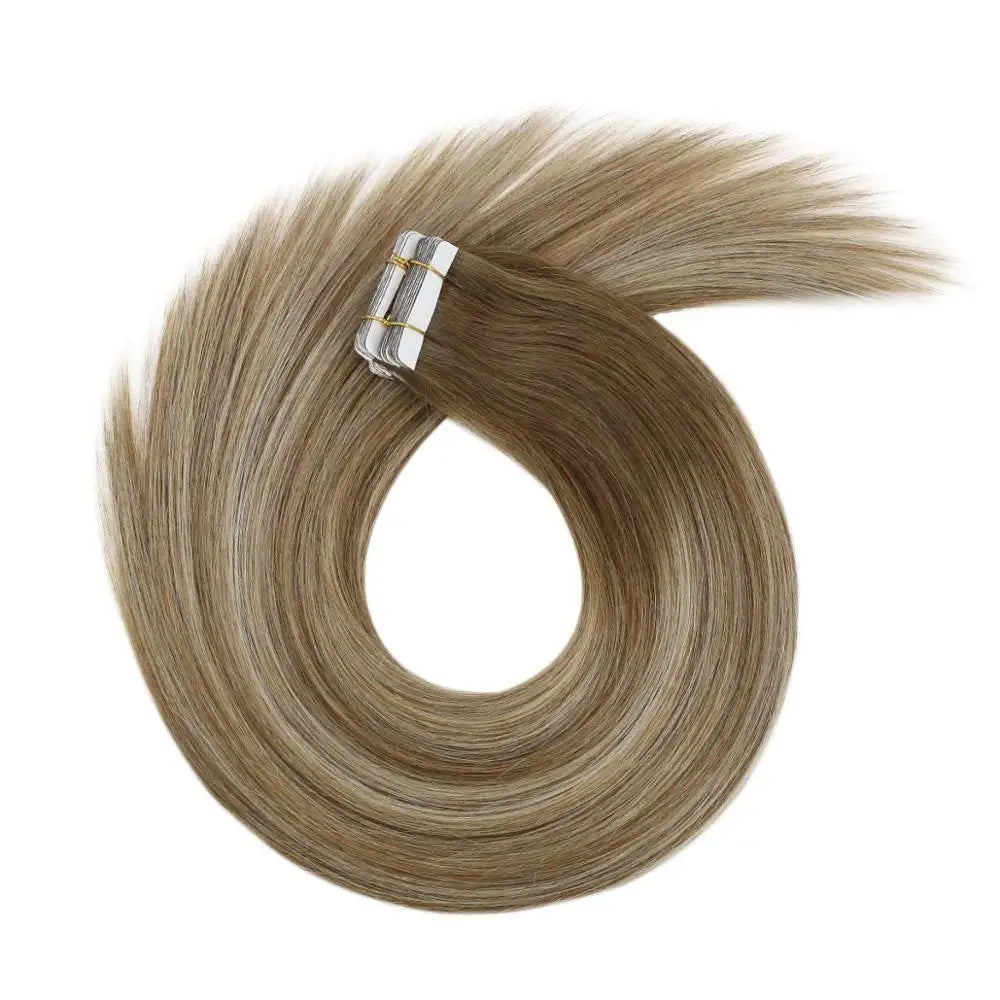 VeSunny Tape in Hair Extensions Human Hair Seamless Skin Weft Hair Extensions Double Sided Balayage Hair Color Adhesive Silky