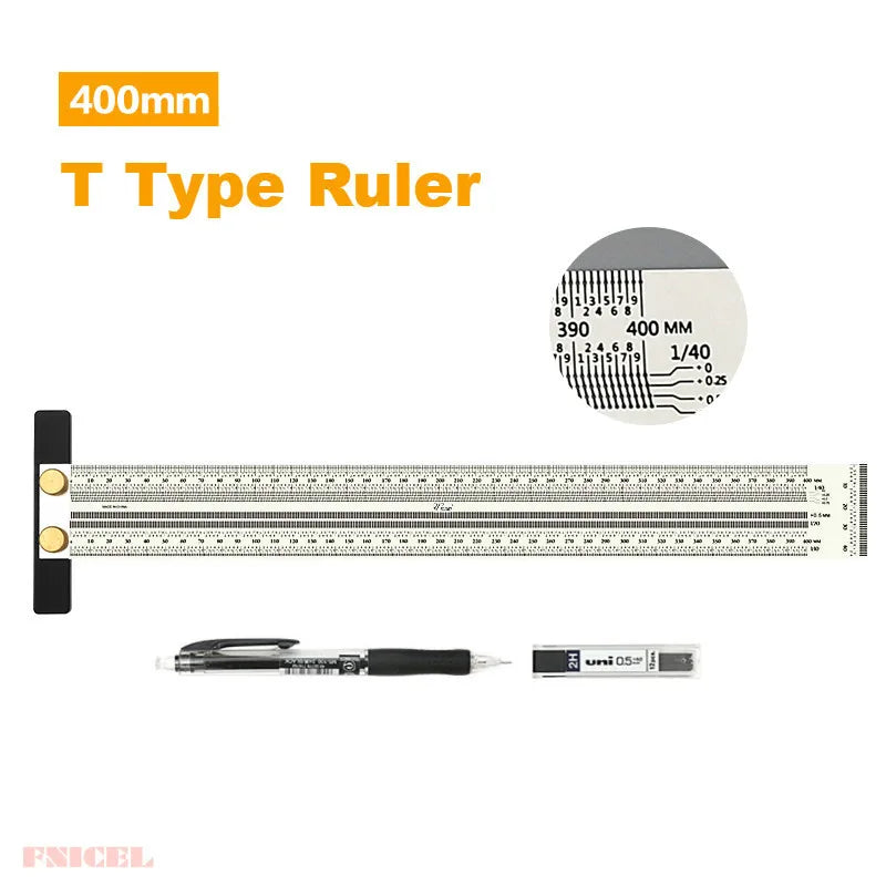 Woodworking Line Scribe 180-400mm T-type Ruler Hole Scribing Ruler Crossed-out Tool Line Drawing Marking Gauge Measuring Tool