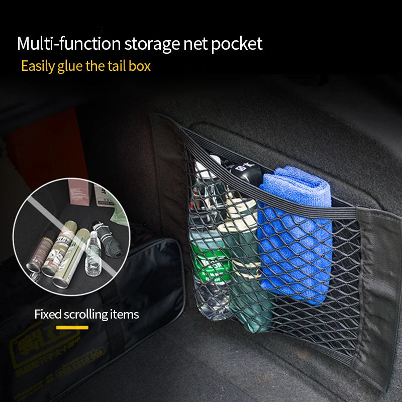 Car Trunk Storage Bag Nylon Mesh Nets Auto Trunk Rear Organizer Elastic String Luggage Holder Pocket for Car Stowing Tidying