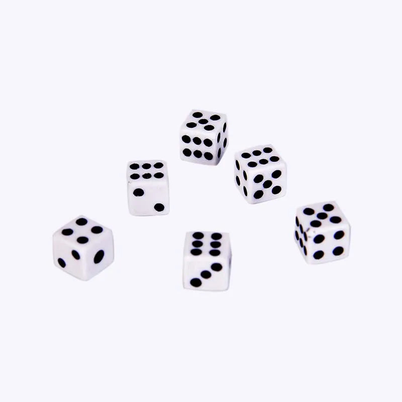50 Pieces Dices 8mm Birthday Parties Board Game Wholesale Plastic White Gaming Dice Standard Six Sided Decider
