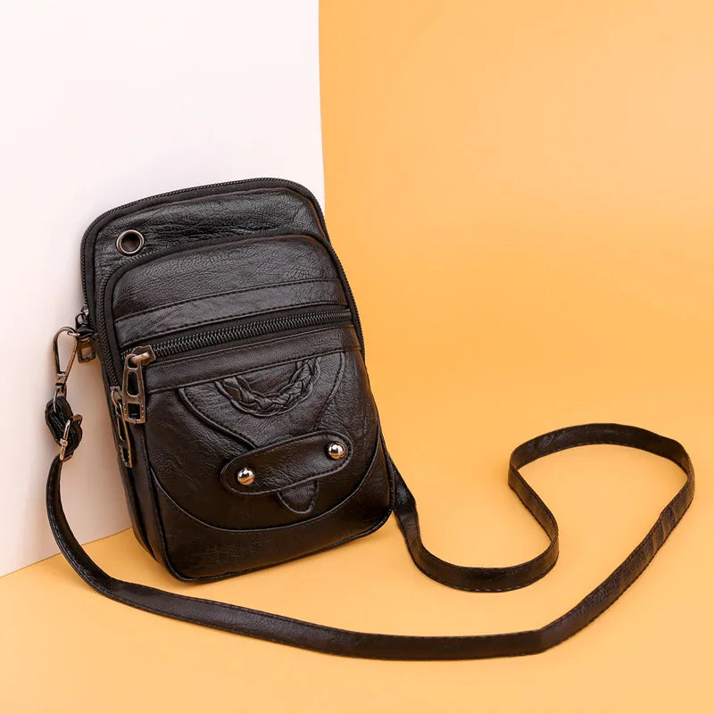 Vintage PU Leather Shoulder Bags For Women Small Crossbody Phone Purse Handbag Pouch Female Wallets Bag