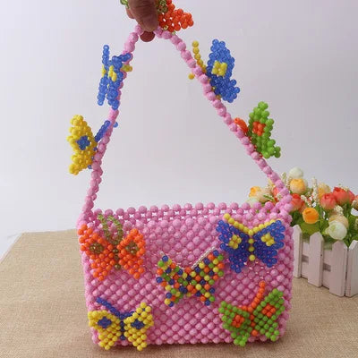 Luxury Pure Hand-woven Beaded Bucket Bag 2019 New Fashion Pearl Beaded Woven Shoulder Messenger Bag Handbags Women Family