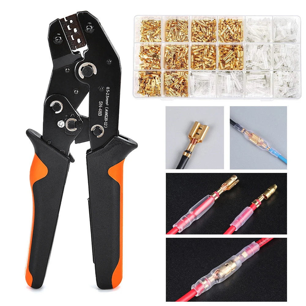 SN-48B crimping pliers flat receptacle set Ferrule crimping tool cable lugs set pliers wire crimp terminal crimping set