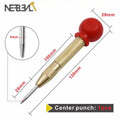 Automatic Spring Loaded Center Punch-HSS Marking Tool for Starting Holes in Wood & Metal, Precise Dent Marker