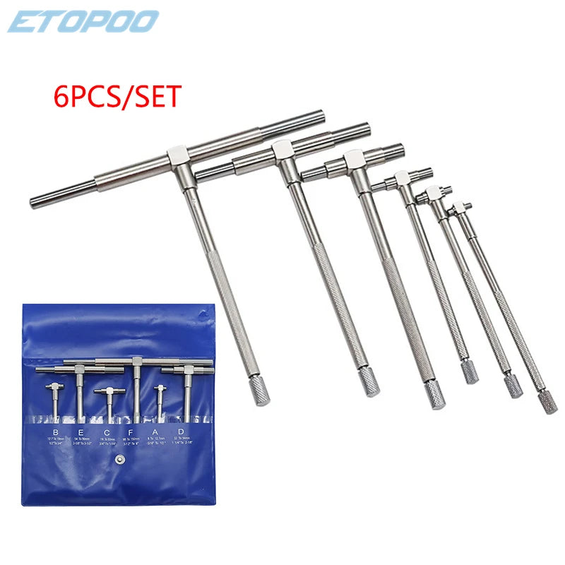 5/16'-6' 6pcs/set Telescoping Gauges Internal Gauge Telescoping Hole Gauge for Quick Inside Measurements 4pcs Small Bore Gauge