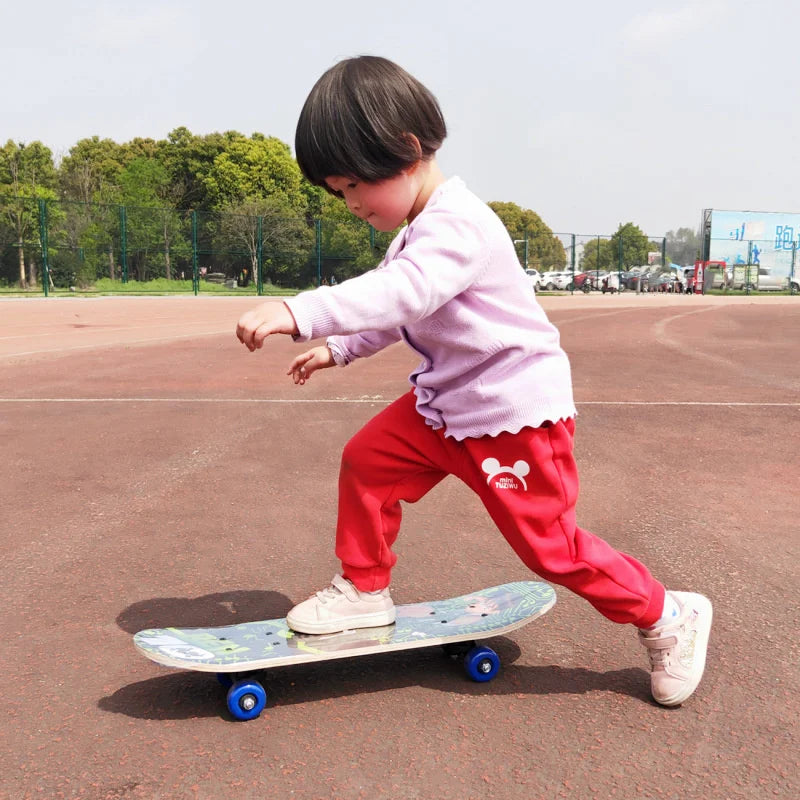 60CM Skateboard Beginner Kids Cartoon Skateboard Maple Wood Deck Skate Board Outdoor Long Board Double Rocker Skateboard Child