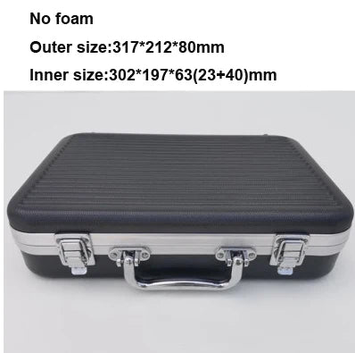 Portable Toolbox Plastic Aluminum Alloy Suitcase Impact Resistant Storage Box Safety Instrument Case with Sponge Lining