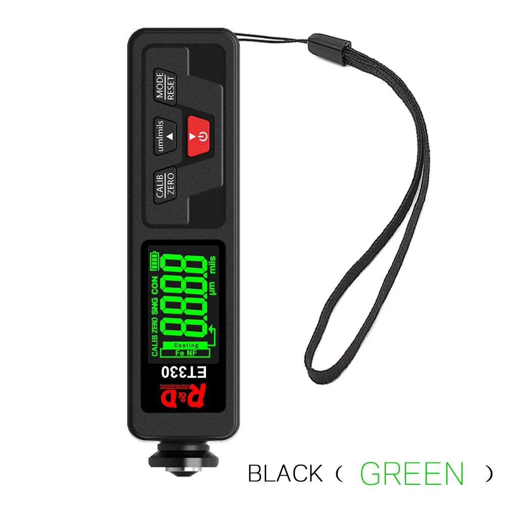 R&D ET330+Zn Car Paint Thickness Gauge Electroplate Metal Coating Thickness Gauge for Car 0-1500um Fe & NFe Coating Tester Meter
