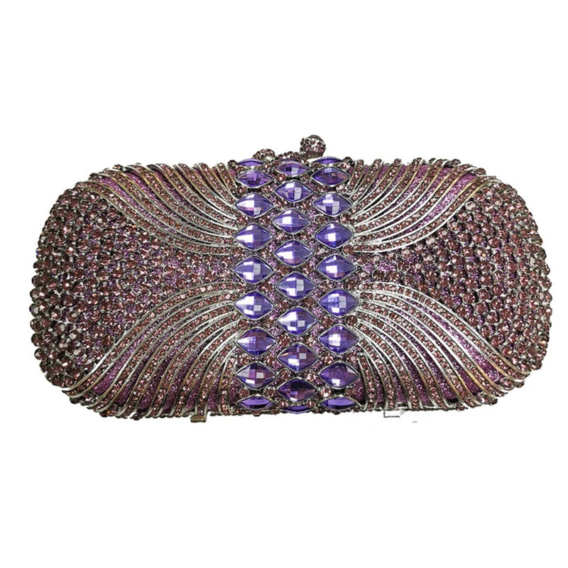 Hollow Out Green Rhinestone Crystal Evening Party Bags Gold Metal Clutch Female Wedding Purses Diamond Handbags Money Clutches