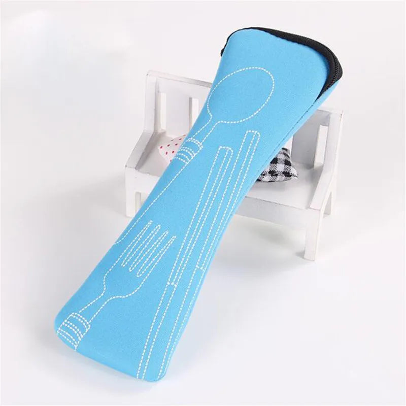 Portable Tableware Bag Cutlery Bag Dinner Set Travel Packaging Storage Box Dinnerware Picnic Fork Spoon Bag