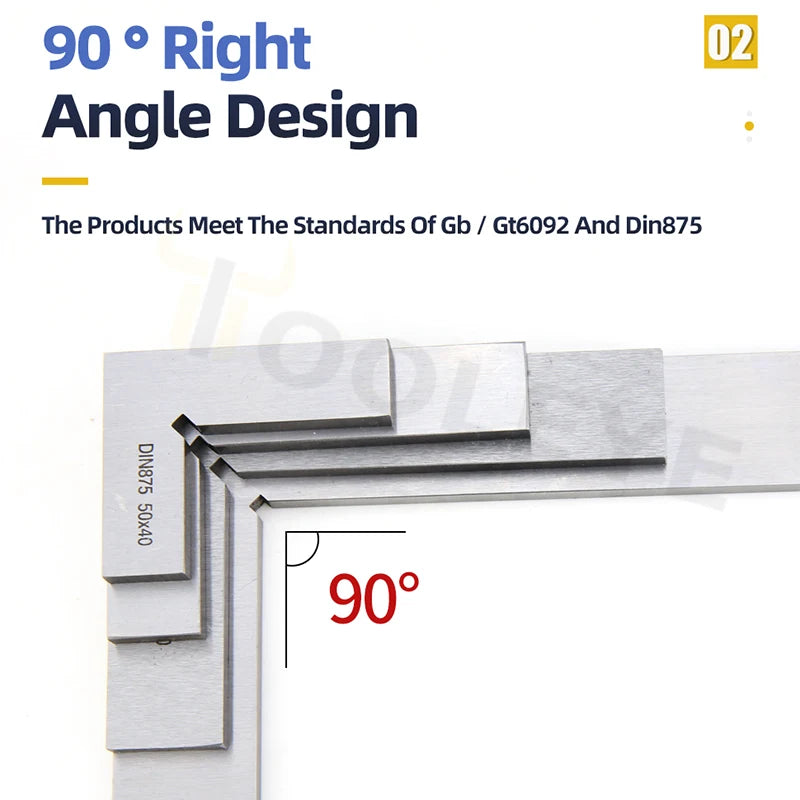 Try Square Flat Edge Square Ruler 90 Degree Woodworking Tools Metal Right Angle Ruler Measurement Tools Set-Square 50x40/75x50mm