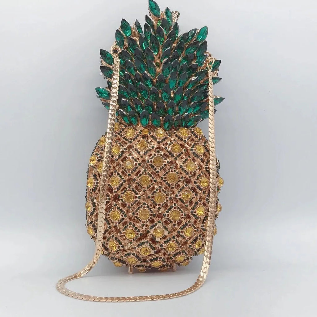 Blue Stone Pineapple Bag Diamond White Party Dinner Clutches Crystal Women Prom Formal Handbags For Lady Rhinestone Purses Bags