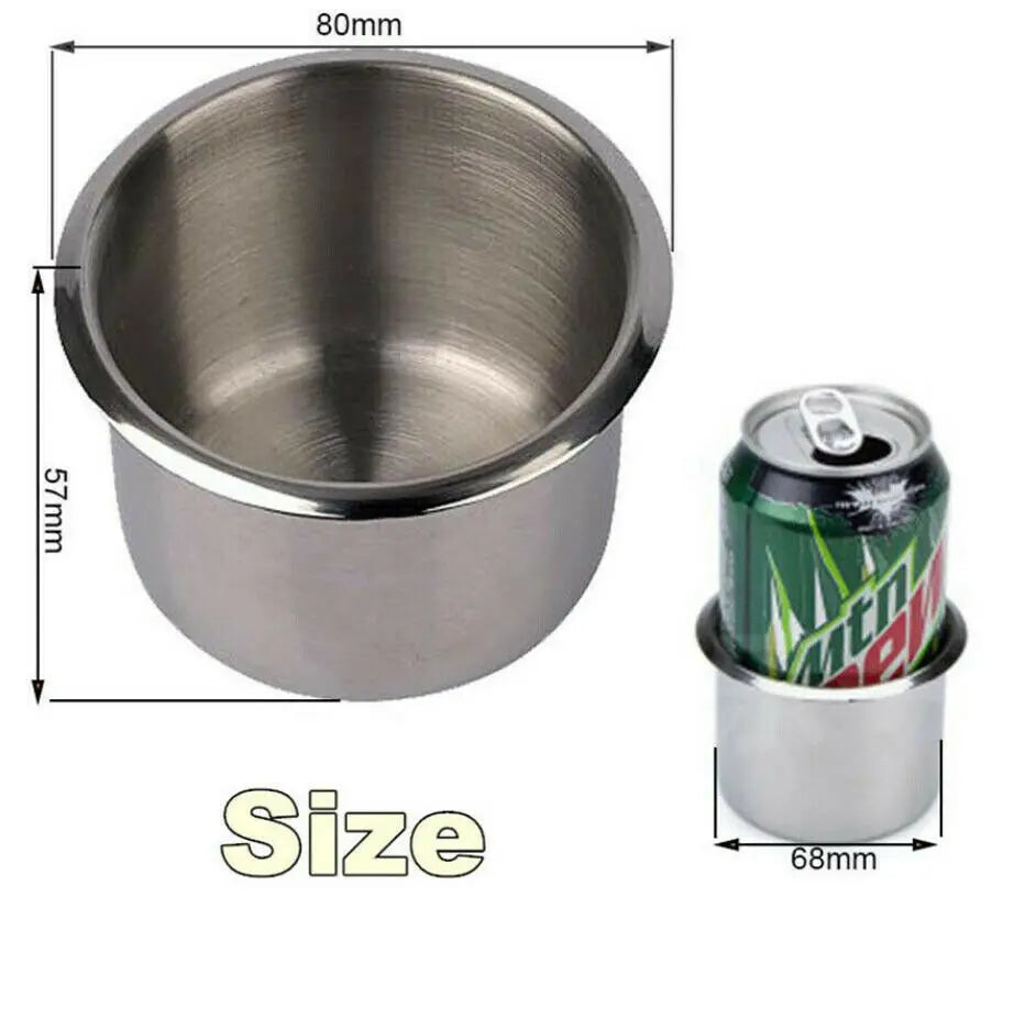 Stainless Steel Marine Boat RV Cup Water / Drink Bottle Holder Rustproof Universal Car Water Cup Holder 68MM
