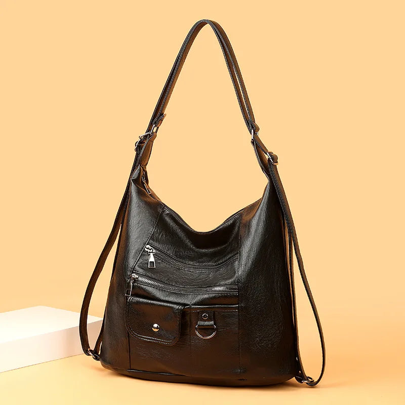 Street Retro Fashion Trend Women's Shoulder Crossbody Bag Zipper Large Capacity Travel Purse and Handbag Casual Backpack