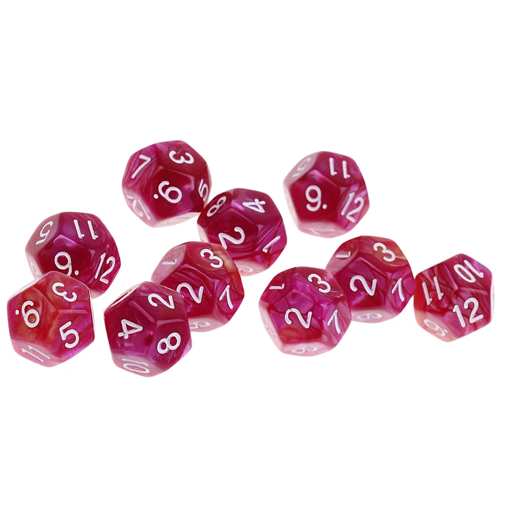 10pieces 12 Sided Dice Set D12 Polyhedral Dice for Dungeons and Dragons Party Table Games