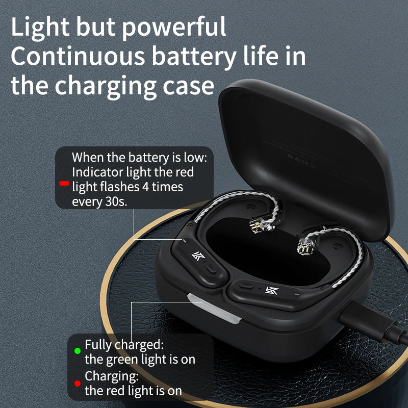 KZ AZ09 HD Bluetooth Ear Hook Headset Cable HIFI Wireless Upgrade Cable With Charging Case,Latest Version