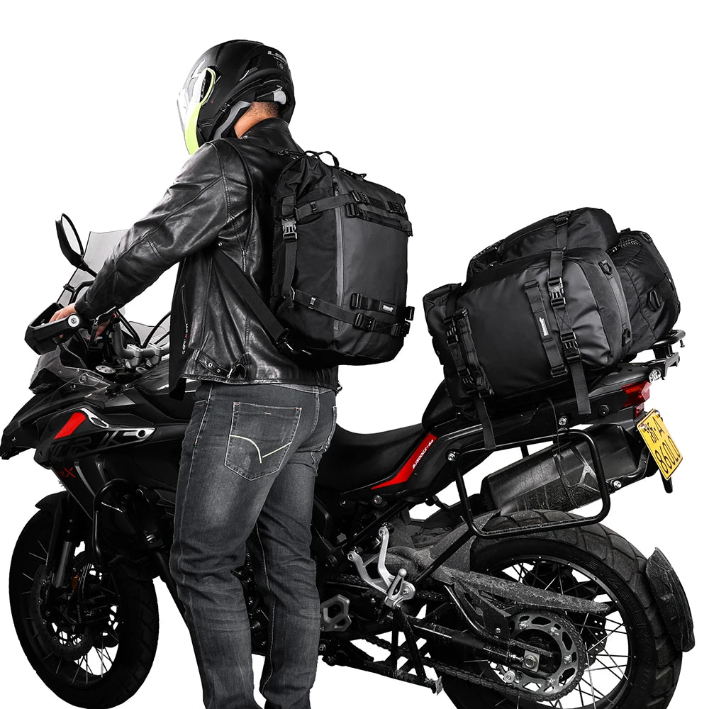 Rhinowalk Motorcycle Side Bag Waterproof Rear Seat Bag 10L 20L 30L Multi-Function Backpack Bumper Modification Luggage Pack