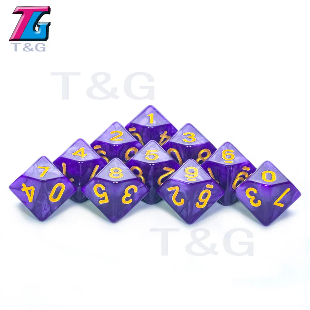 D10 Polyhedral Side Dice DND Games for Marble Transparent 10Pcs/Set for Funny Party Board Game