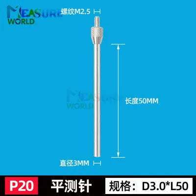 M2.5 Thread 1mm Needle Diameter Dial Test Indicator Contact Point D1 D2 10mm 20mm 30mm 40mm 50mm Length Measuring Gauging Tools