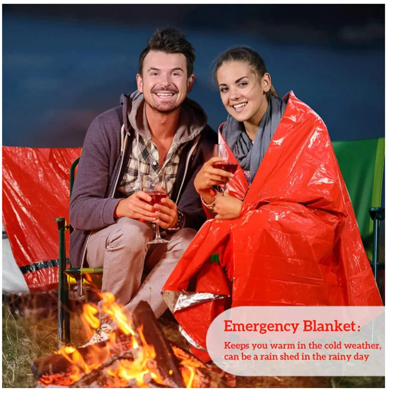 Emergency Survival Sleeping Bag 26 Micron PE Aluminized Film Camping Hiking Waterproof Thermal Insulation Emergency Blanket Tent