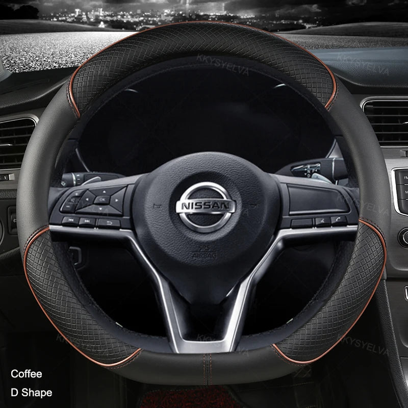 Car Steering Wheel Cover D Type PU Leather For Nissan X-trail Qashqai Rogue Sport Rogue 2017 2018 2019 2020 2021 Altima Versa