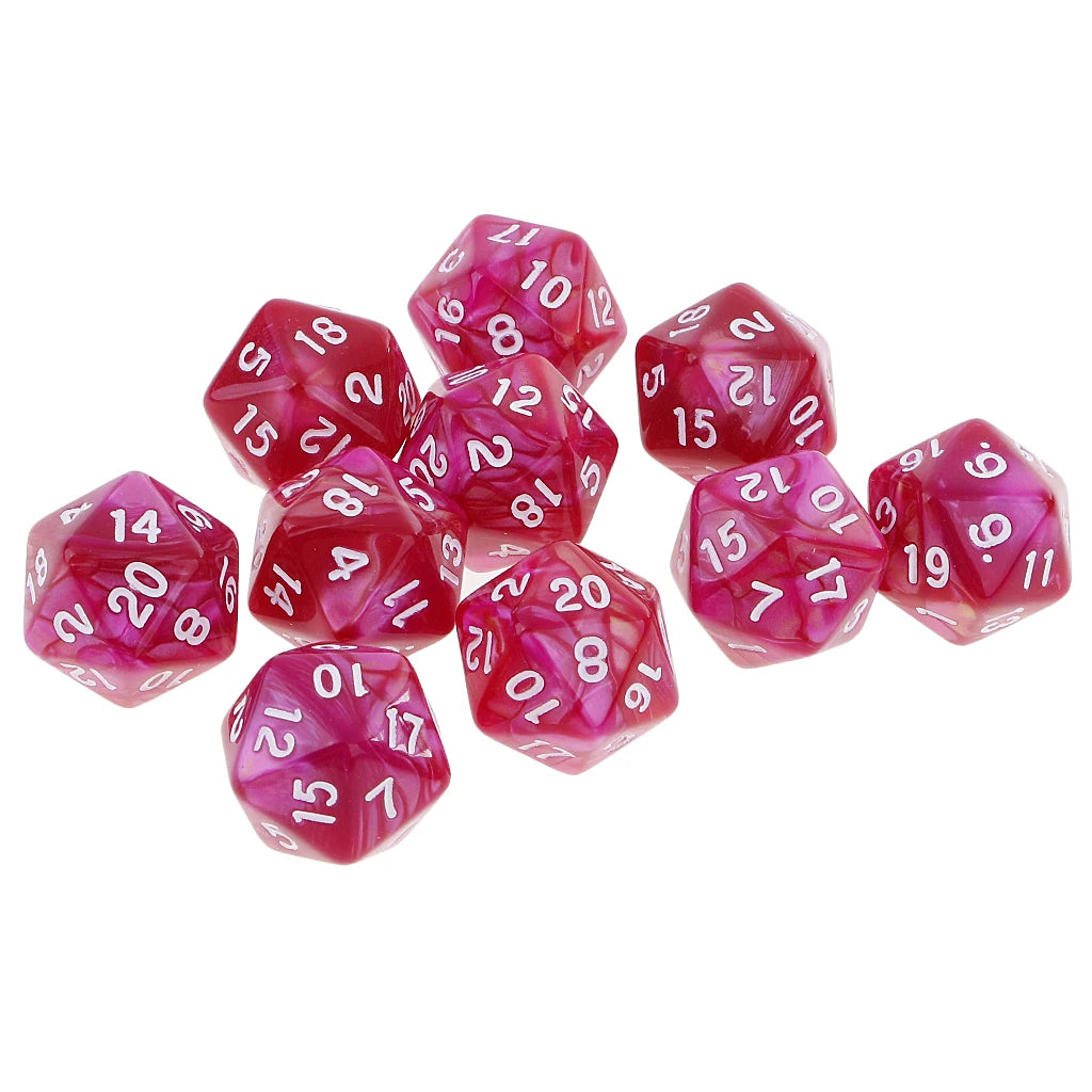 10pcs Polyhedral 20 Sided Dice D20 Dices RPG Dice Board Game Props Tabletop Gaming Supplies - Double Colors